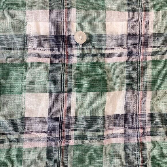 Weatherproof Vintage Washable Linen Shirt XXL 2XL Green Plaid - Picture 6 of 8